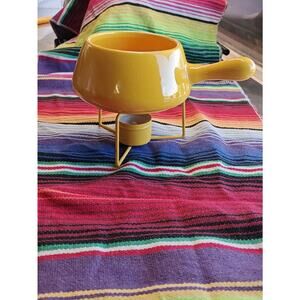 Renee Ovenproof Yellow Ceramic Fondue Pot with Stand and Burner